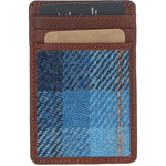 Ashwood Leather & Harris Tweed® Cloth Card Holder Tan/LT Blue: TW-15-05-TB