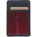 Ashwood Leather & Harris Tweed® Cloth Card Holder Navy/Pink: TW-15-06-NP