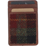 Ashwood Leather & Harris Tweed® Cloth Card Holder Tan/Green/Red: TW-15-08-TR