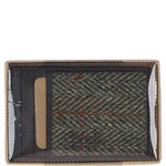 Ashwood Leather & Harris Tweed® Cloth Card Holder Brown/Green: TW-15-09-BG