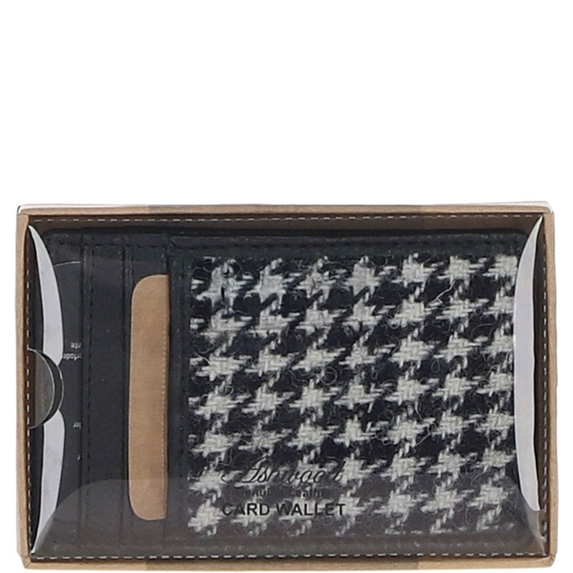Ashwood Leather & Harris Tweed® Cloth Card Holder Black/White: TW-15-012-BW