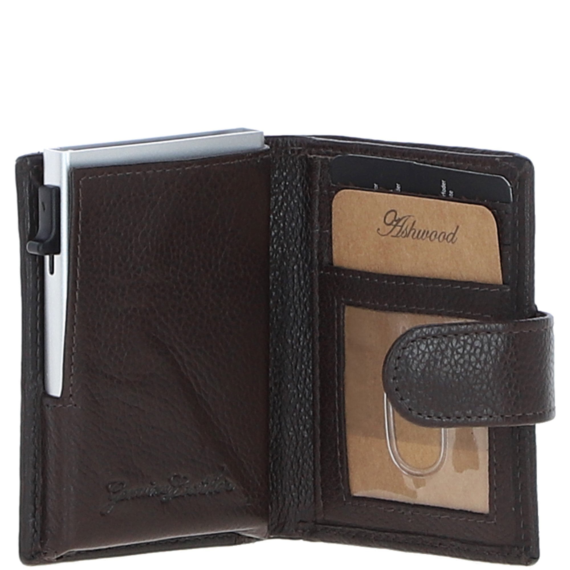 Ashwood Leather & Harris Tweed® Cloth RFID Secure Wallet Brown/Mcload: TW-16-01-BM