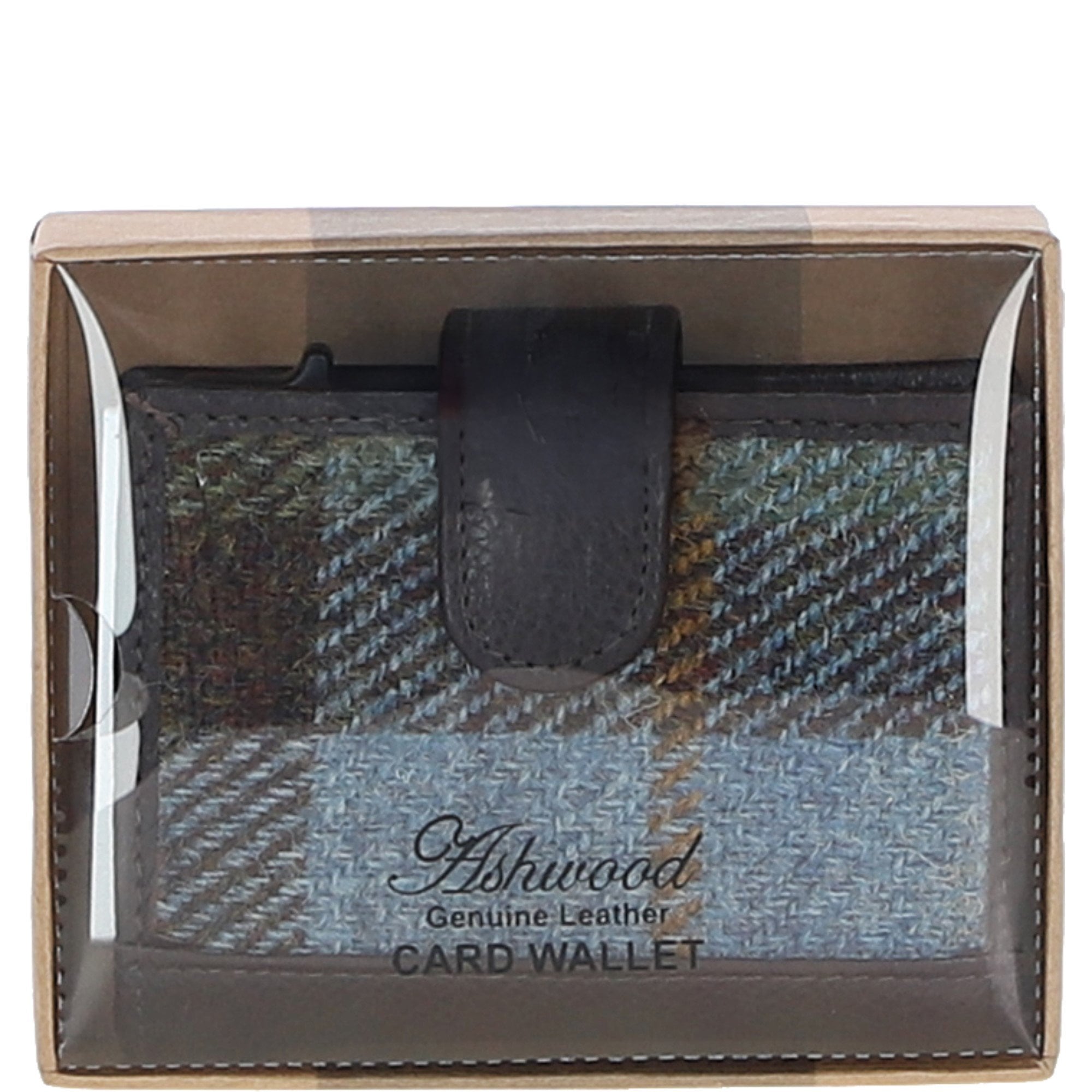 Ashwood Leather & Harris Tweed® Cloth RFID Secure Wallet Brown/Mcload: TW-16-01-BM