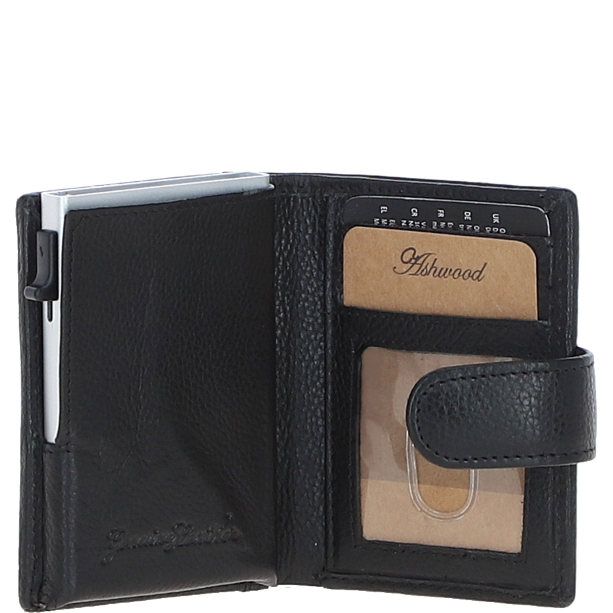 Ashwood Leather & Harris Tweed® Cloth RFID Secure Wallet Black/Watch: TW-16-03-BW