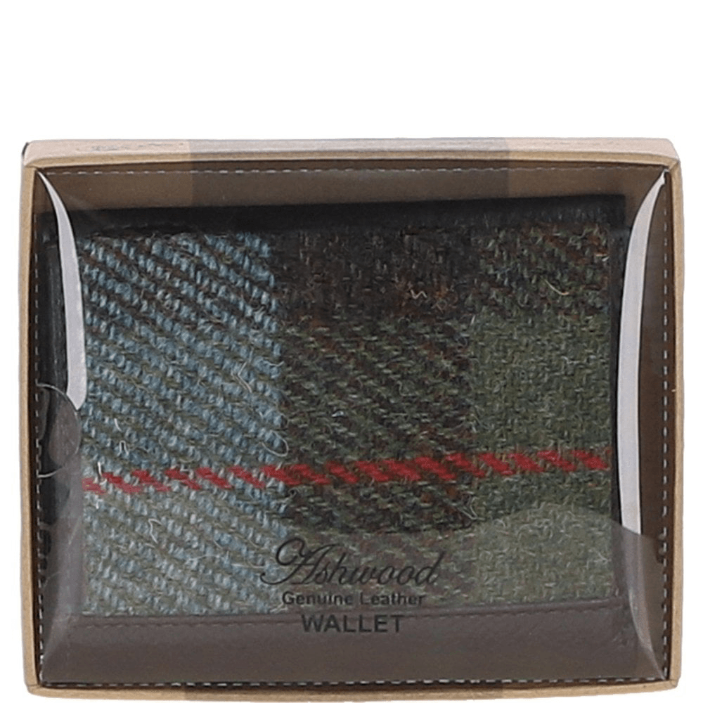 Versatile Ashwood Leather & Harris Tweed® Cloth RFID Secure Wallet Brown/Mcload: TW-17-01-BM