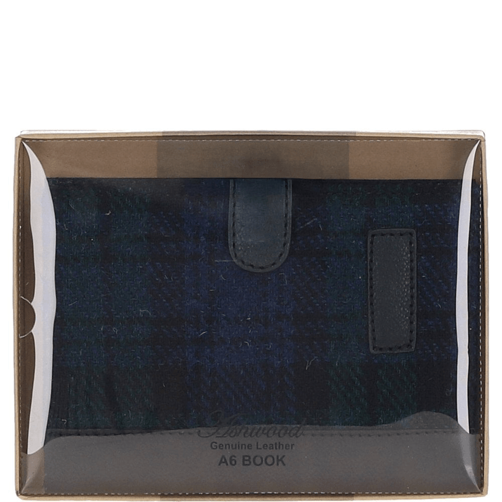 Ashwood Leather & Harris Tweed® Cloth A6 Notebook Black/Watch: TW-18-03-BW