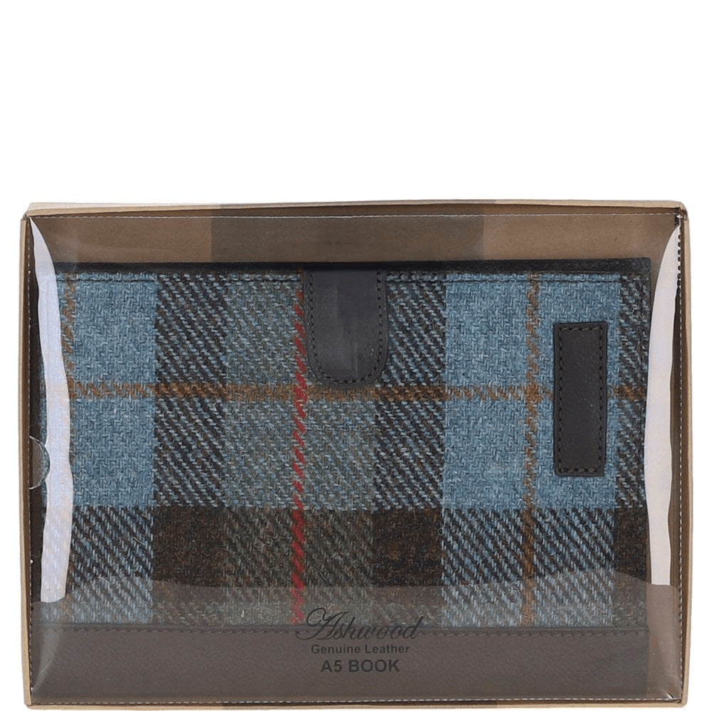 Ashwood Leather & Harris Tweed® Cloth A5 Notebook Brown/Mcload: TW-19-01-BM