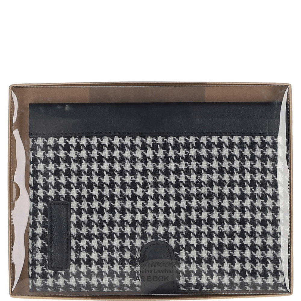 Ashwood Leather & Harris Tweed® Cloth A5 Notebook Black/White: TW-19-012-BW