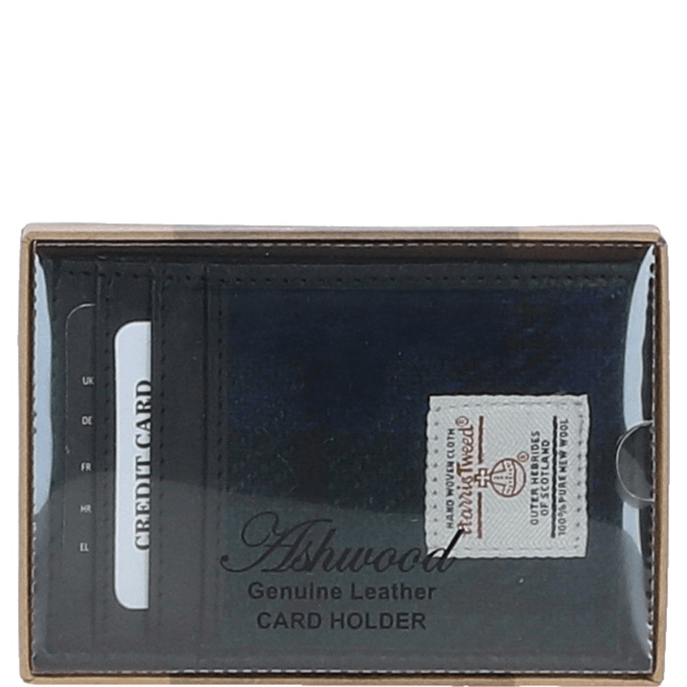 Ashwood Leather & Harris Tweed® Cloth Stylish Flat Card Holder Black/Watch: TW-52-03-BW