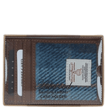 Ashwood Leather & Harris Tweed® Cloth Stylish Flat Card Holder Tan/LT Blue: TW-52-05-TB