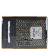Ashwood Leather & Harris Tweed® Cloth Stylish Flat Card Holder Brown/Green: TW-52-09-BG
