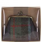 Ashwood Leather & Harris Tweed® Cloth Classic Kiss-Lock Purse Brown/Mcload: TW-13-01-BM