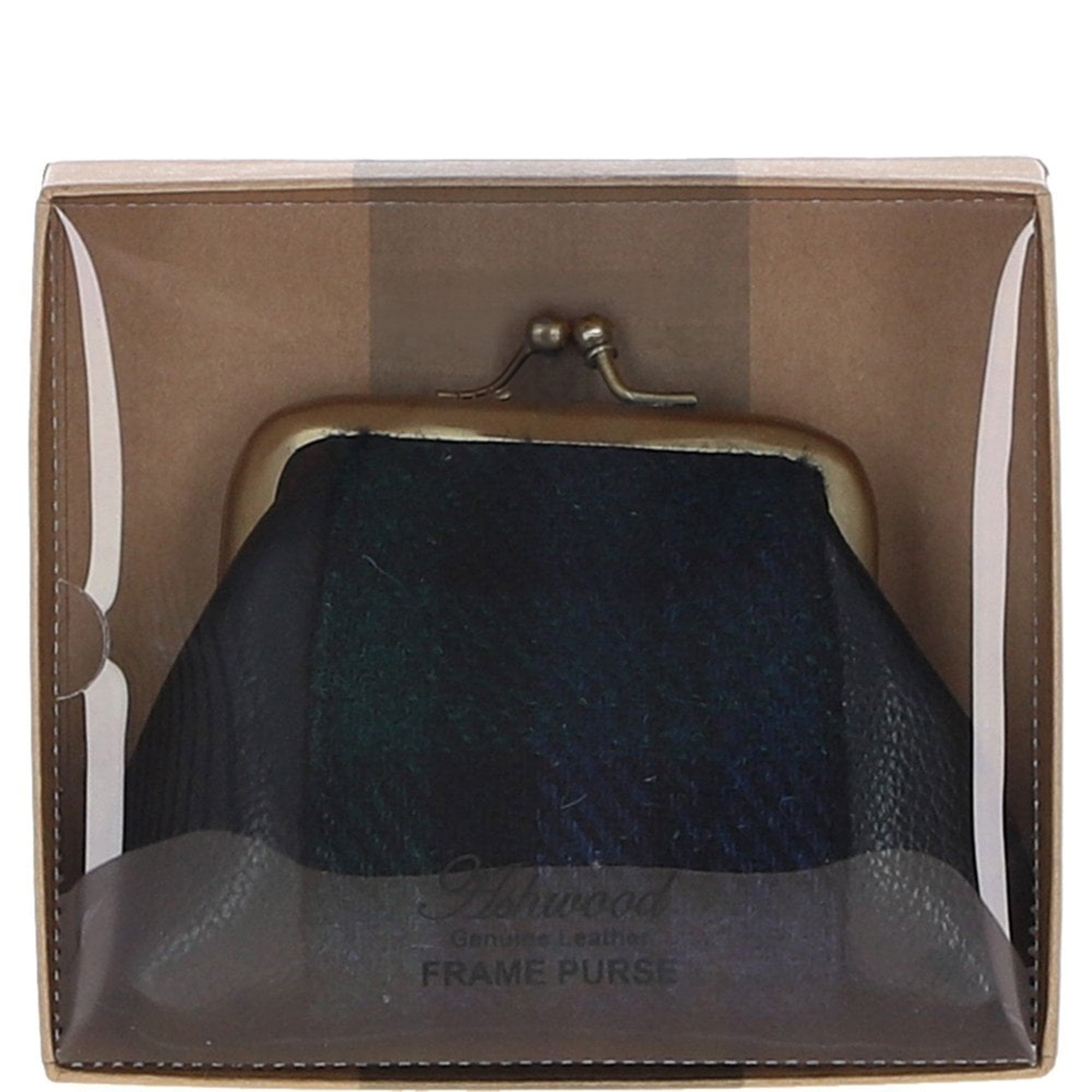 Ashwood Leather & Harris Tweed® Cloth Classic kiss-lock Purse Black/Watch: TW-13-03-BW