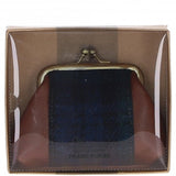 Ashwood Leather & Harris Tweed® Cloth Classic kiss-lock Purse Tan/Watch: TW-13-04-TW
