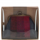 Ashwood Leather & Harris Tweed® Cloth Classic kiss-lock Purse Navy/Pink: TW-13-06-NP