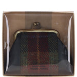 Ashwood Leather & Harris Tweed® Cloth Classic kiss-lock Purse Black/Green/Red: TW-13-07-BR