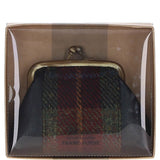 Ashwood Leather & Harris Tweed® Cloth Classic kiss-lock Purse Black/Green/Red: TW-13-07-BR