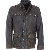 Mens Safari Style Leather Jacket Coffee/Brown: AMJ-5