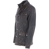 Mens Safari Style Leather Jacket Coffee/Brown: AMJ-5