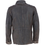Mens Safari Style Leather Jacket Coffee/Brown: AMJ-5
