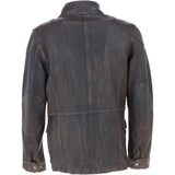 Mens Safari Style Leather Jacket Coffee/Brown: AMJ-5
