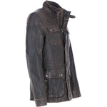 Mens Safari Style Leather Jacket Coffee/Brown: AMJ-5