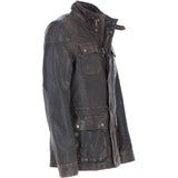 Mens Safari Style Leather Jacket Coffee/Brown: AMJ-5