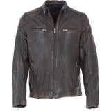 Mens Real Leather Biker Jacket Coffee/Brown: AWM-Lent