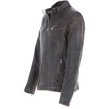Mens Real Leather Biker Jacket Coffee/Brown: AWM-Lent