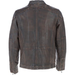 Mens Real Leather Biker Jacket Coffee/Brown: AWM-Lent