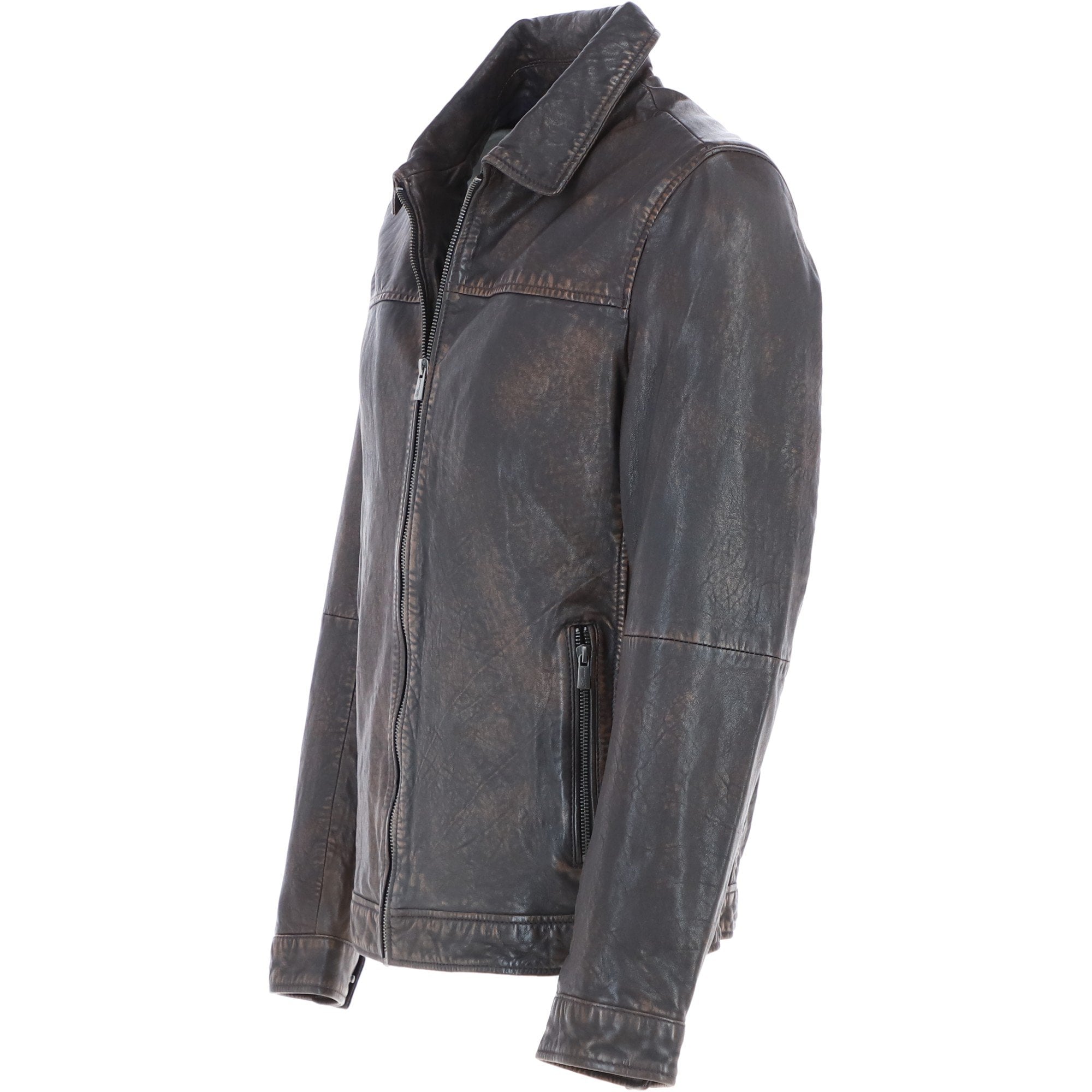 Ashwood Mens Leather Biker Jacket Coffee/Brown: AMJ-9