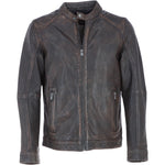 Ashwood Mens Leather Ruboff Biker Jacket Coffee/Brn: AMJ-3