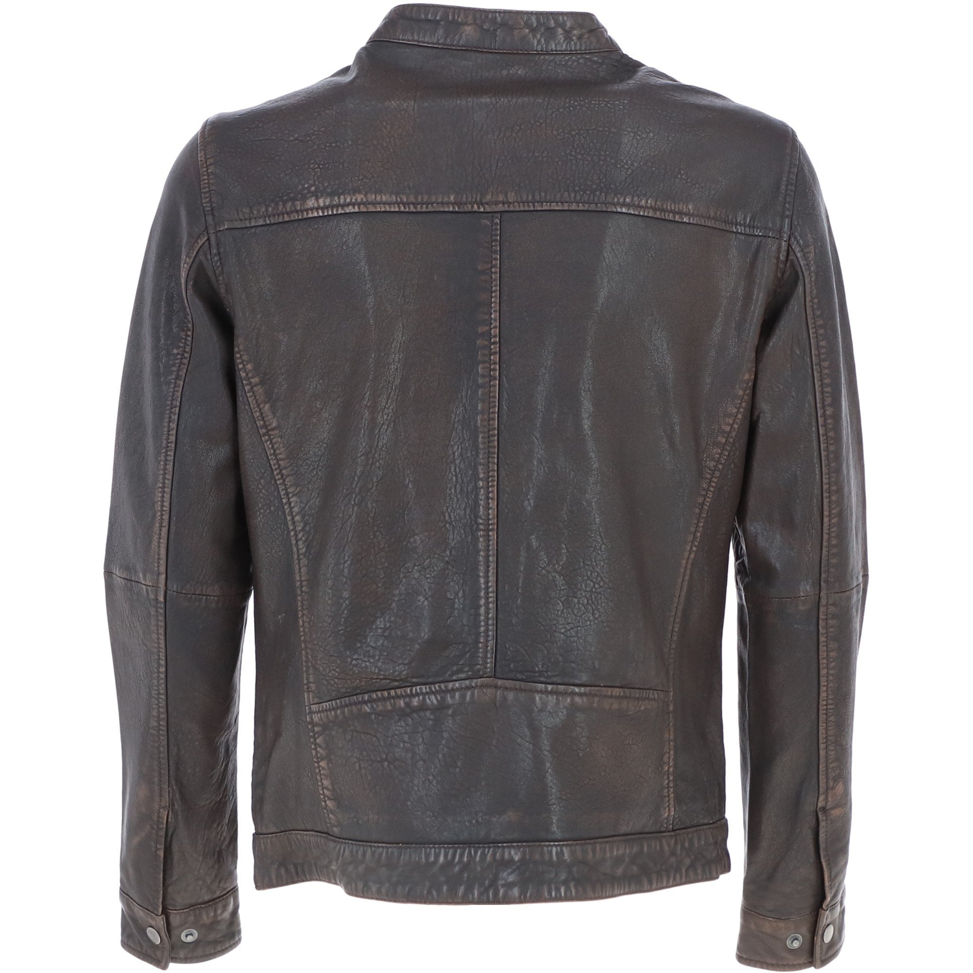 Ashwood Mens Leather Ruboff Biker Jacket Coffee/Brn: AMJ-3