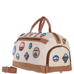 Fenland Heritage Canvas Travel Holdall with Adventure Patch's Tan/Cream: Fen-747