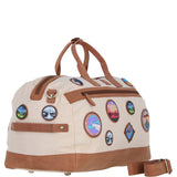 Fenland Heritage Canvas Travel Holdall with Adventure Patch's Tan/Cream: Fen-747