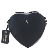 Heart-Shape Leather Crossbody Bag with Floral Lining Black: Y-70