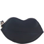 RFID Protected Lip-Shaped Leather Keyring Purse with Wrist Strap Black: Y-73