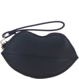 RFID Protected Lip-Shaped Leather Keyring Purse with Wrist Strap Black: Y-73