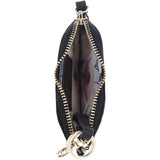 RFID Protected Lip-Shaped Leather Keyring Purse with Wrist Strap Black: Y-73