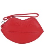 RFID Protected Lip-Shaped Leather Keyring Purse with Wrist Strap Red: Y-73