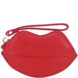 RFID Protected Lip-Shaped Leather Keyring Purse with Wrist Strap Red: Y-73