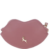 RFID Protected Lip-Shaped Leather Keyring Purse with Wrist Strap Rose: Y-73