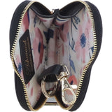 Elegant Heart-Shaped RFID Leather Keyring Purse Black: Y-71