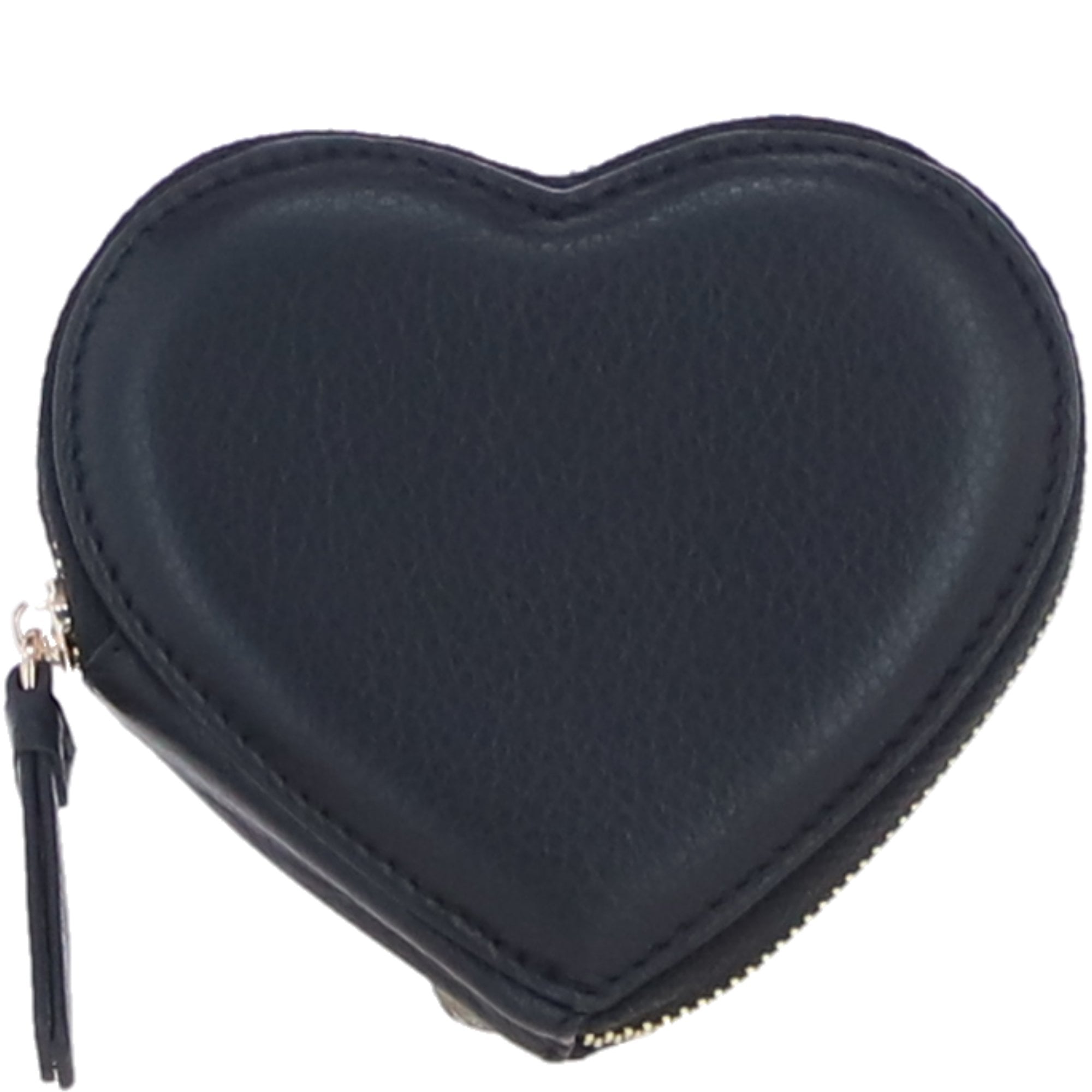 Elegant Heart-Shaped RFID Leather Keyring Purse Black: Y-71