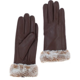 Faux Fur Tipped Leather Gloves Tan : 678