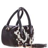 Brampton London Hair-On Leather Mini Bowler Handbag Brown