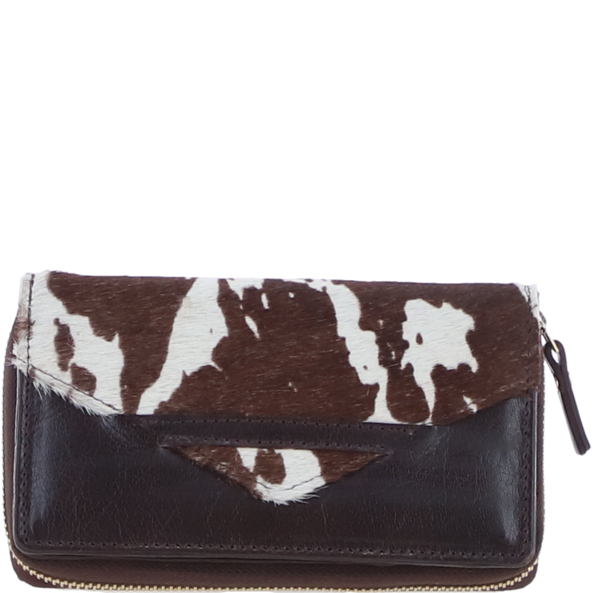Brampton London Hair-On Leather RFID Zip-Around Purse Brown: P-28/H
