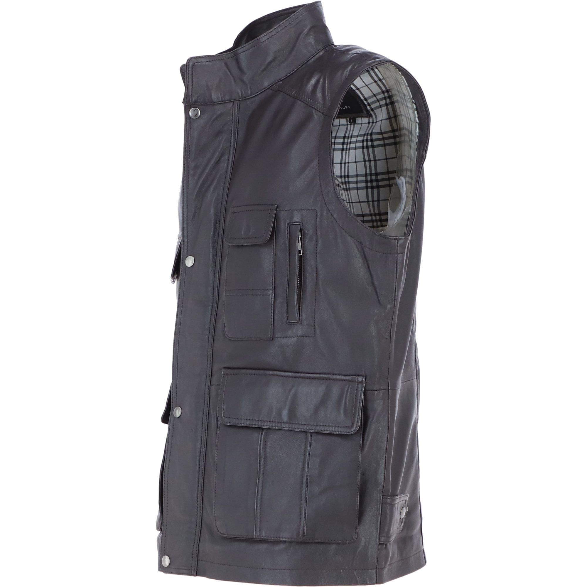 Premium Men's Brown Leather Utility Vest with Multiple Pockets: friends