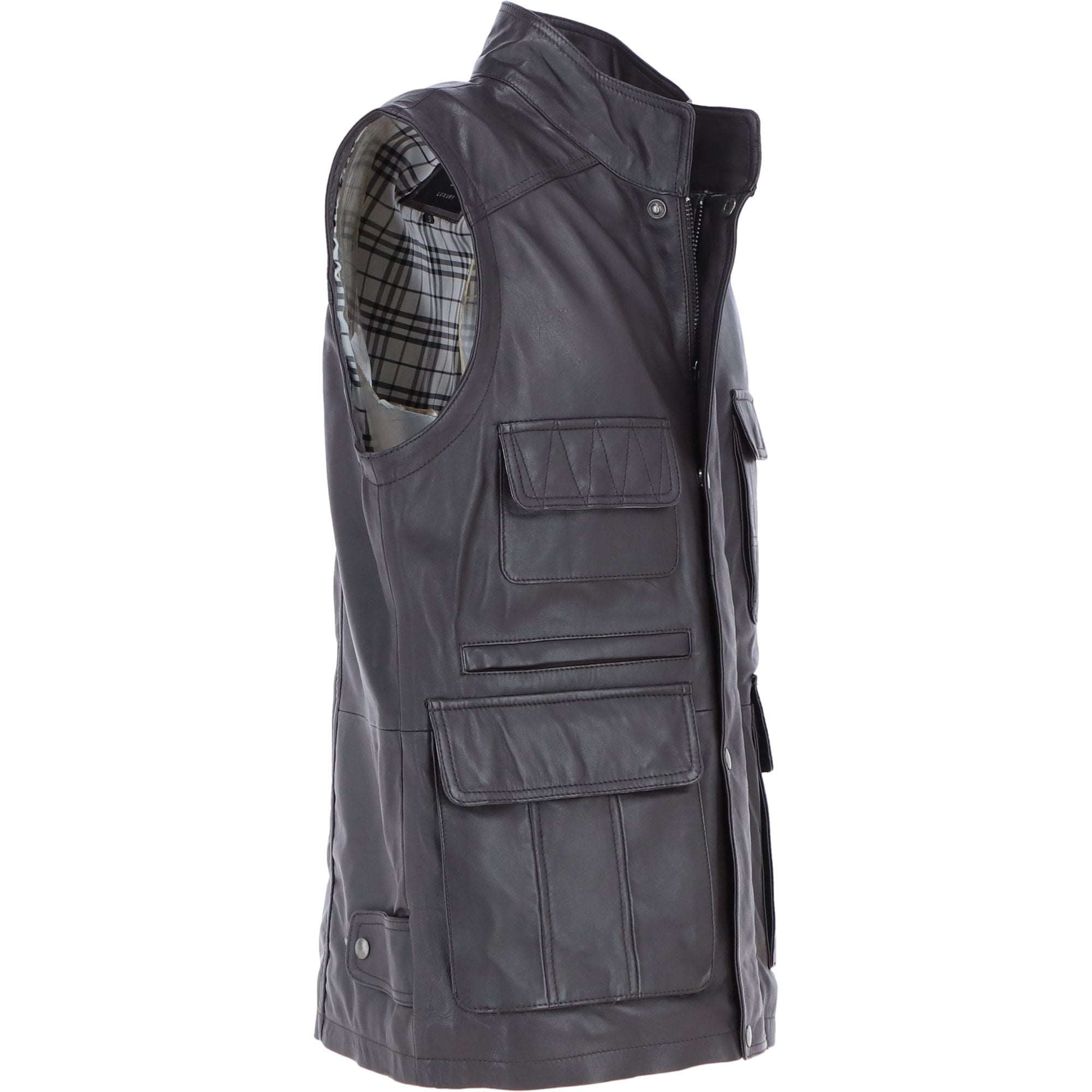 Premium Men's Brown Leather Utility Vest with Multiple Pockets: friends