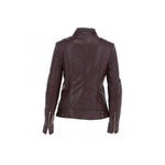 Leather Biker Jacket Burgundy: N-12